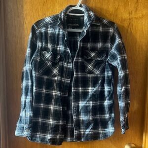 Men’s Jachs New York Gray and Black Plaid Button-Up Shirt Medium